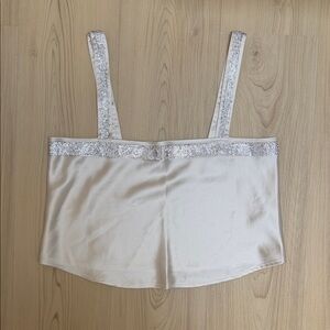 Women's Satin Crop Cami with Diamond Trim